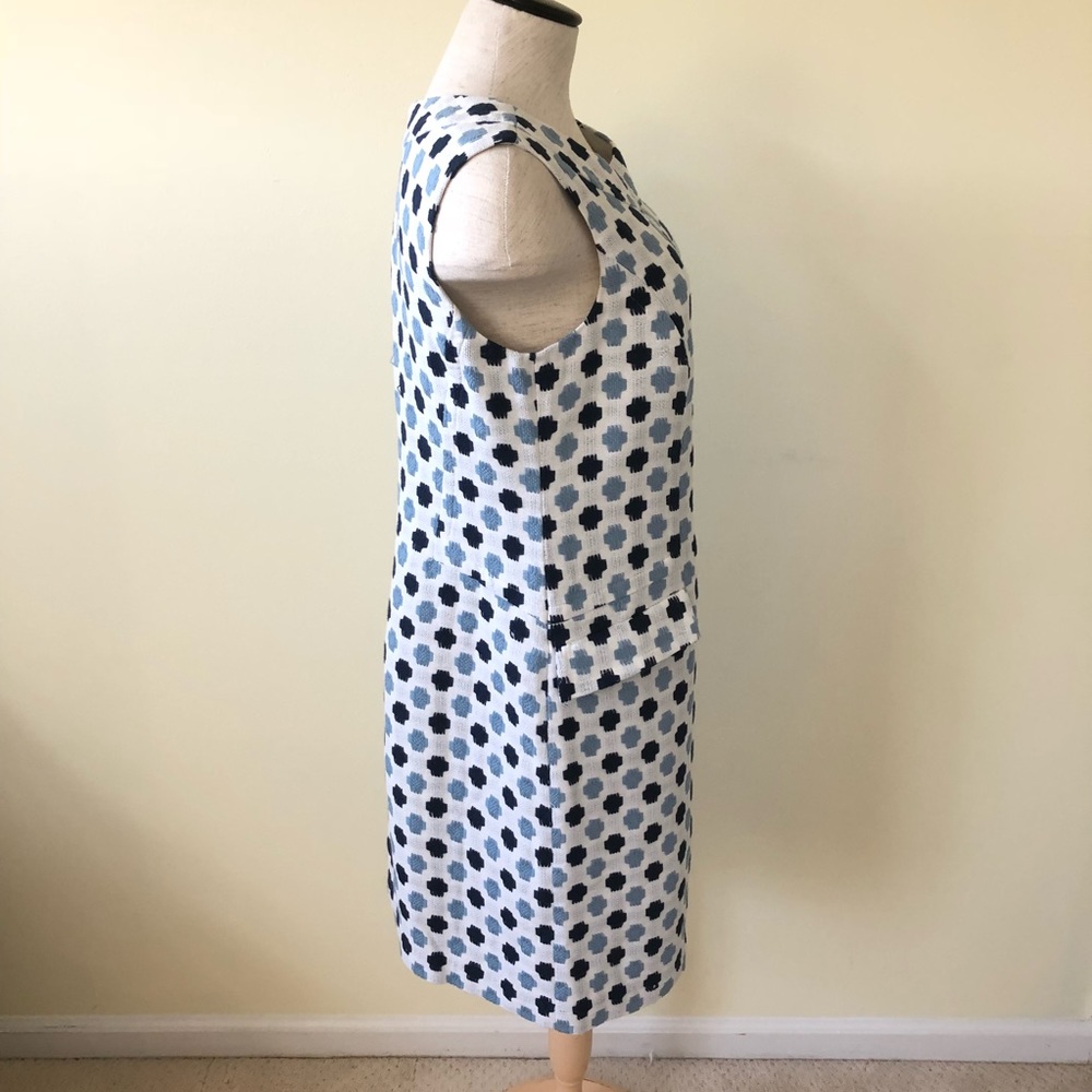 Boden White Dress with Navy and Light Blue Floral Dots - Picture 5 of 8
